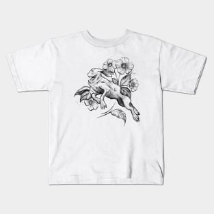 rabbit and flovers Kids T-Shirt